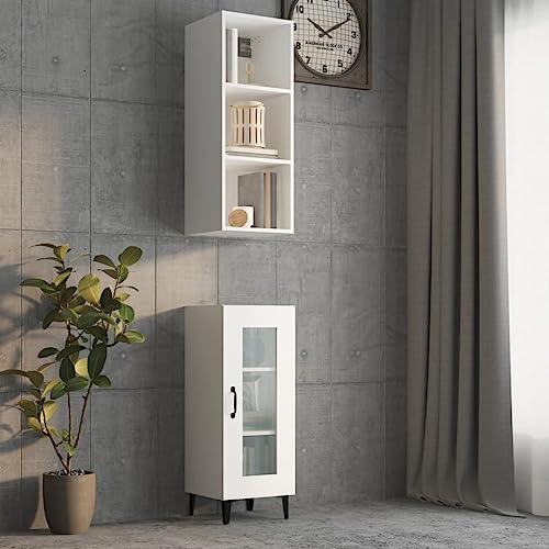 ZQQLVOO Wandregal Küchenregal Bücherregal Sideboard Wohnzimmer Wandschrank Weiß 34,5x32,5x90 cm Holzwerkstoff für Wohnzimmer Küche Büro Badezimmer von ZQQLVOO