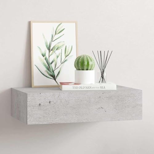 ZQQLVOO Wandregal mit Schublade Betongrau Wohnzimmerregal Schweberegal für Schlafzimmer Bad 40x23,5x10 cm MDF ZQQLVOO Wandregal mit Schublade Betongrau Wohnzimmerregal Schweberegal für Schlafzimmer Bad 40x23,5x10 cm MDF von ZQQLVOO