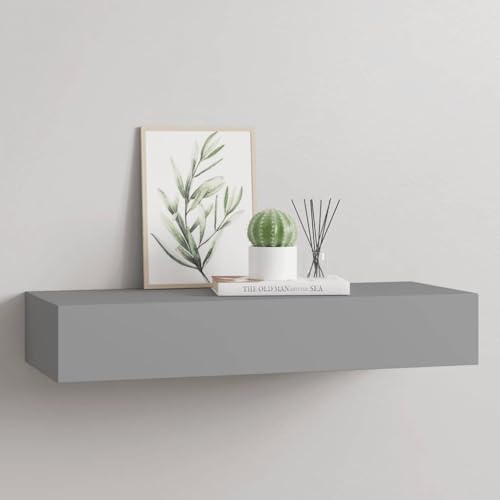 ZQQLVOO Wandregal mit Schublade Grau Dekoregal Schweberegal für Küche Bad 60x23,5x10 cm MDF ZQQLVOO Wandregal mit Schublade Grau Dekoregal Schweberegal für Küche Bad 60x23,5x10 cm MDF von ZQQLVOO