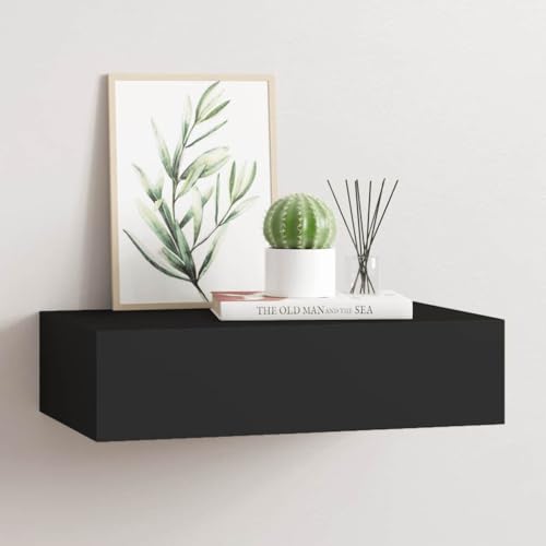 ZQQLVOO Wandregal mit Schublade Schwarz Regal für Deko Wandboard für Küche Wohnzimmer 40x23,5x10 cm MDF ZQQLVOO Wandregal mit Schublade Schwarz Regal für Deko Wandboard für Küche Wohnzimmer 40x23,5x10 cm MDF von ZQQLVOO
