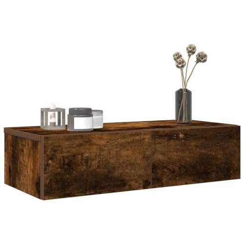 ZQQLVOO Wandregal mit Schubladen Räuchereiche Wohnzimmerregal Dekoregal für Küche Büro 60x26,5x15 cm ZQQLVOO Wandregal mit Schubladen Räuchereiche Wohnzimmerregal Dekoregal für Küche Büro 60x26,5x15 cm von ZQQLVOO