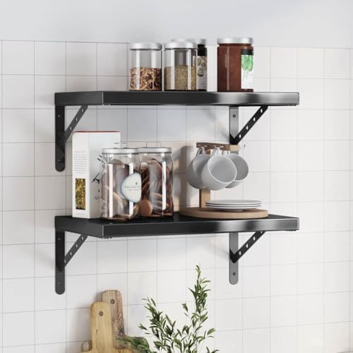 ZQQLVOO Wandregale 2 STK. Hängeregal Pflanzenregal für Schlafzimmer Küche 50x30x3 cm Schwarz Edelstahl ZQQLVOO Wandregale 2 STK. Hängeregal Pflanzenregal für Schlafzimmer Küche 50x30x3 cm Schwarz Edelstahl von ZQQLVOO