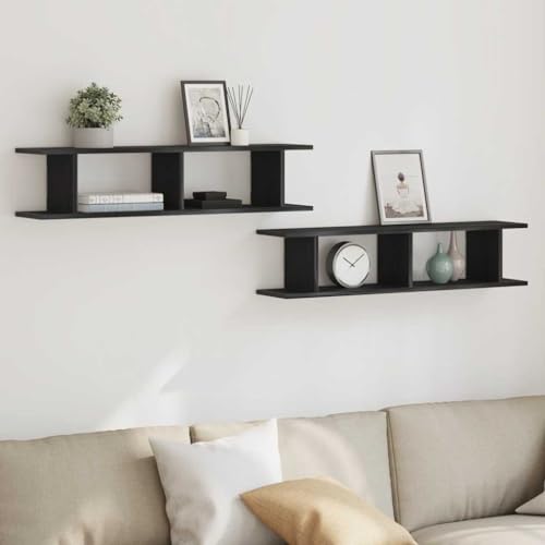 ZQQLVOO Wandregale 2 STK. Schwarz Eichen-Optik Dekoregal Bücherregal für Büro Wohnzimmer 90x18x20cm Holzwerkstoff ZQQLVOO Wandregale 2 STK. Schwarz Eichen-Optik Dekoregal Bücherregal für Büro Wohnzimmer 90x18x20cm Holzwerkstoff von ZQQLVOO