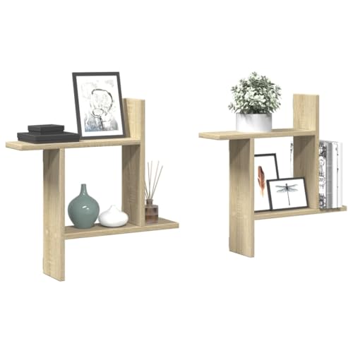 ZQQLVOO Wandregale 2 STK. Sonoma-Eiche Dekoregal Wandboard für Schlafzimmer Büro 50x12x50 cm Holzwerkstoff von ZQQLVOO