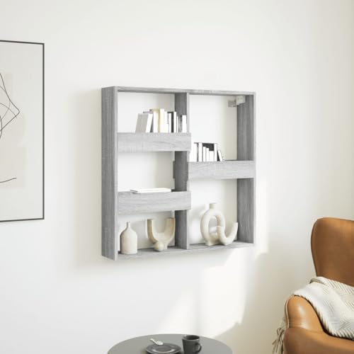ZQQLVOO Wandschrank Grau Sonoma Schwebendes Wandregal Regal für Deko für Schlafzimmer Wohnzimmer 80x15x80 cm Holzwerkstoff von ZQQLVOO