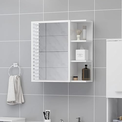 ZQQLVOO Wandspiegel für das Badezimmer Dekorative Wandspiegel Home Badezimmer-Schrank Bad-Spiegelschrank Hochglanz-Weiß 62.5x20.5x64 cm Holzwerkstoff für Wohnzimmer, Küche, Bad, Espresso von ZQQLVOO