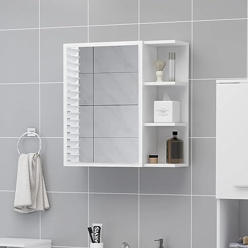 ZQQLVOO Wandspiegel für das Badezimmer Dekorative Wandspiegel Home Badezimmer-Schrank Bad-Spiegelschrank Weiß 62.5x20.5x64 cm Holzwerkstoff für Wohnzimmer, Küche, Bad, Espresso von ZQQLVOO