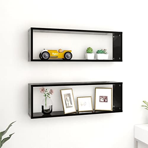 ZQQLVOO Würfelregale 2 STK. Schwarz Schweberegal Regal für Deko für Schlafzimmer Bad 80x15x26,5 cm Holzwerkstoff ZQQLVOO Würfelregale 2 STK. Schwarz Schweberegal Regal für Deko für Schlafzimmer Bad 80x15x26,5 cm Holzwerkstoff von ZQQLVOO