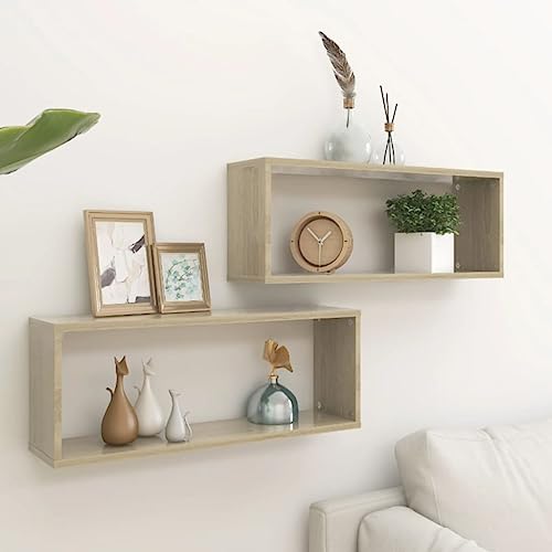 ZQQLVOO Würfelregale 2 STK. Sonoma-Eiche Regal Hängeregal für Küche Büro 60x15x23 cm Holzwerkstoff von ZQQLVOO