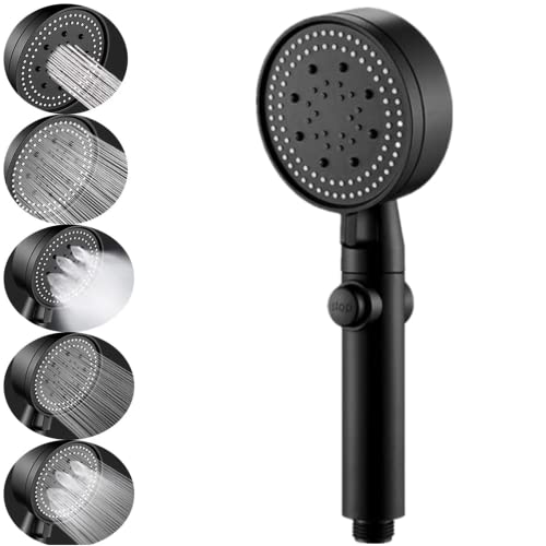 Duschkopf Regendusche Wassersparend,Handhled Duschkopf mit 5 Strahlarten&One Touch Wasserstopp Schalter,Handbrause Hochdruck Universelle Brausekopf Dusche Shower Head für Sprühung Massage und Spa von ZQTWJ