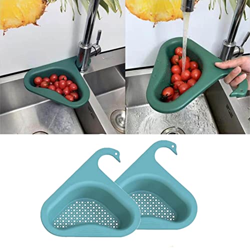 Multi-Functional Hanging Filtering Draining Rack | Sink Strainer Basket Triangular,Swan Drain Basket,Kitchen Triangle Sink Filter Corner Food Strainer for Kitchen Bathroom (Blau) von ZQTWJ