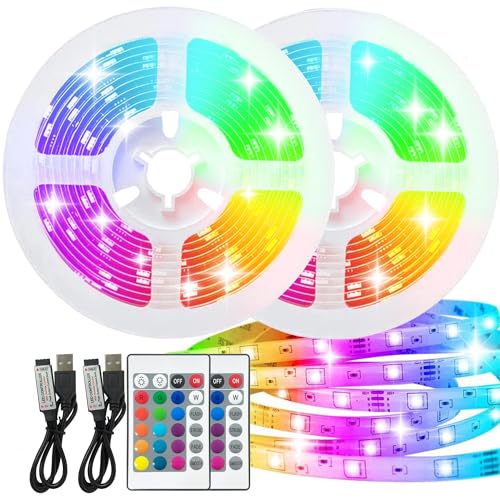 ZQX LED Strip 5m, 2 Stück LED Streifen mit Fernbedienung, RGB 5050 USB LED Streifen RGB Streifen Farbwechsel für Party, Schlafzimmer, TV, Küche Deko, Zuhause von ZQX