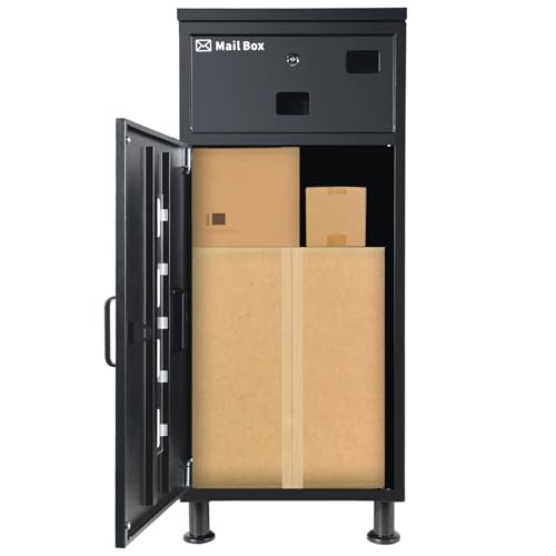 Paketbox Mit Briefkastenxxl Paketbox FüR DraußEn Groß850x400x400mmzwei SchlöSser, HöHenverstellbare Basis, Diebstahlgesicherte Montage. Regen- Und RostgeschüTzt.Schwarzgrau. von ZQXFZ