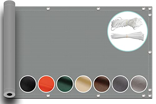 ZQXFZ Balkon Sichtschutz Balkonbespannung 100x900cm terassendeko Oxford-Stoff Anti-Peeping, Wasserdicht Balkonumspannungen Sichtschutz Gartenzaun -Grau. von ZQXFZ