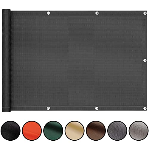 ZQXFZ Balkonumspannung 140x200 cm Sichtschutz Terrasse Ohne Bohren Gartensichtschutz mit Ösen und Kordel, für Balkongeländer Garte Balkone Tauchbecken Dunkelgrau von ZQXFZ