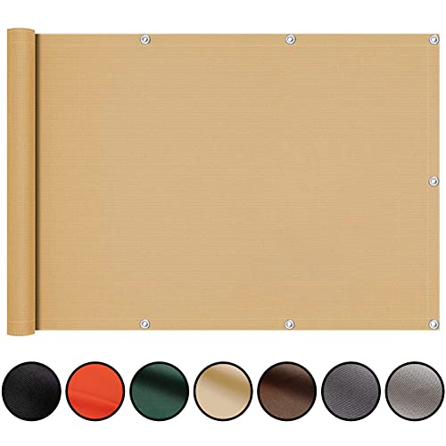 ZQXFZ Balkonverkleidung 120x800 cm Zaun Sichtschutz Wetterfester Angerer Balkon Sichtschutz mit Ösen und Kordel, für Balkongeländer Garte Balkone Tauchbecken Creme Farben von ZQXFZ