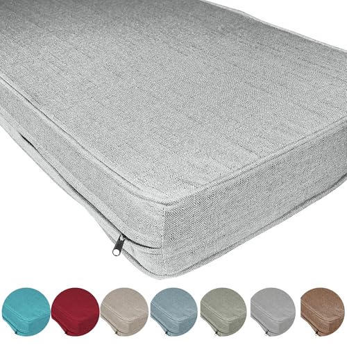 ZQXFZ Luxuriöser Leinenstoff Outdoor Bankauflage Nach Maß 80x60x10cm 50D weißer Schaumstoff，Mittlere Härte，leicht zu reinigen,Ganzjährig，Drinnen und draußen， Sitzpolster Outdoor Wasserfest -Beige. von ZQXFZ