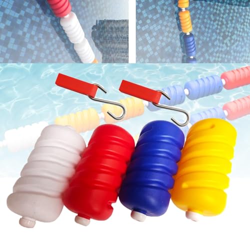 3,3 bis 60 Fuß lange schwimmende Sicherheitstrennleine für Schwimmbecken mit 2 Haken, Anti-Wellen-Sicherheitsseil für Schwimmbahnen bei Flachschwimmwettbewerben(Steel wire,9m/30ft) von ZQXYXFUS