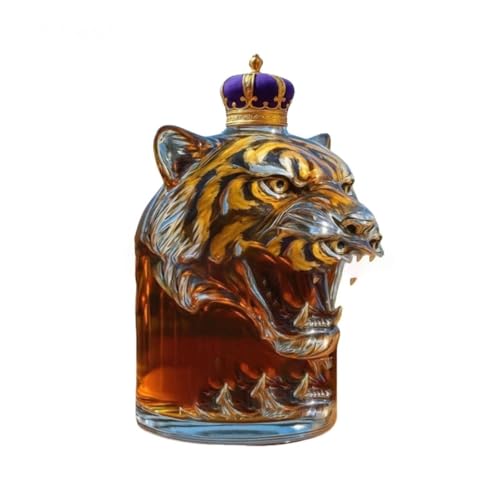 300 ml Whisky Dekanter, Weinflaschen Kunststatue Figur Whiskys Weinflaschen-Ornamente in Tigerkopfform, mundgeblasene(B) von ZQXYXFUS