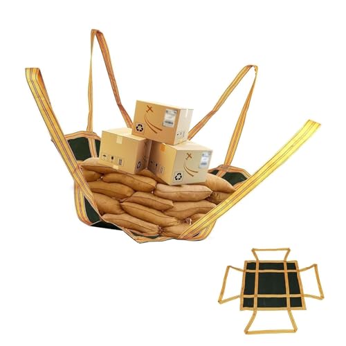 Paletten-Frachtnetz für Krane, weiches Canvas-Tray-Netz, hängendes Hebenetz, reißfeste, robuste Tragetasche, zum Be- und Entladen schwerer Gegenstände, Tragkraft 1,5–2 T(60 X 60X70CM/Load 800KG) von ZQXYXFUS