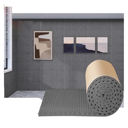 Schalldämmender Schaumstoff zur Geräuschdämmung – 2 cm dicke, selbstklebende, schallabsorbierende Baumwolle, Akustikplatten für Studio, Heimkino, KTV(Gray,9M) von ZQXYXFUS