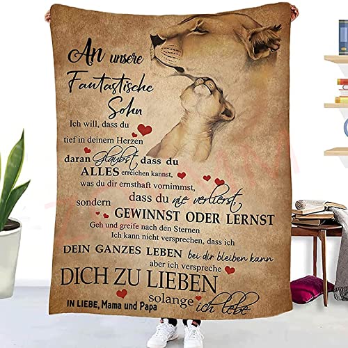 Kuscheldecke An unseren Sohn von Mama und Papa,Decke An unseren Sohn,Eltern zu Sohn Kuscheldecke Personalisierte Geschenk Positiv Ermutigen Sie Ihre Sohn zur Liebe,Eltern zu Sohn DeckeC,150*200CM von ZQYMM