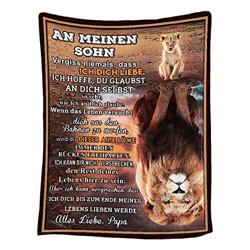 Kuscheldecke Flauschige Personalisierte Decke An Meinen Sohn von Papa,Vater für Sohn Briefdecke,Positiv Ermutigen Wohndecke Flanelldecke für Couch Bett Geschenk Geburtstags,Vater zu Sohn D,150*200CM von ZQYMM