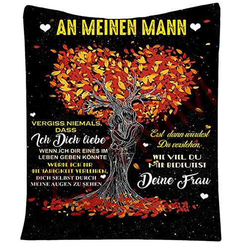 Kuscheldecke Personalisierte Decke An Meine Ehemann,Frau Für Ehemann Positiv Ermutigen Nachricht Briefdecke für Tagesdecke Wohnzimmerdecke Tv-Decken Geschenk Valentinstag,Frau zu Ehemann H,150*200CM von ZQYMM