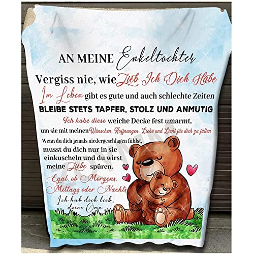 Kuscheldecke Personalisierte Decke An Meine Enkeltochter,Oma zu Enkelin Decke,Deutsche Flanell Briefdecke,Positiv Ermutigen Wohndecke für Couch Bett Tv-Decken Geschenke,Oma zu Enkeltochter,150x220CM von ZQYMM