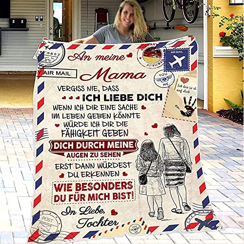 Kuscheldecke Personalisierte Decke An Meine Mama Deutsch Tochter für Mutter Briefdecke,Positiv Ermutigen Flanelldecke Super Weiche Decke Flanell Geschenke Für Frauen,Tochter zu Mutter L,150*200CM von ZQYMM