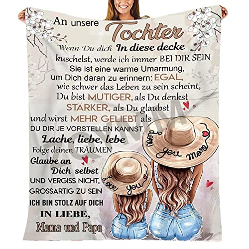 Kuscheldecke Personalisierte Decke An Meine Tochter,Eltern und Papa zu Tochter Decke,Flanell Briefdecke Positiv Ermutigen Wohndecke für Couch Bett Tv-Decken Geschenke,Eltern zu TochterC,150x200CM von ZQYMM
