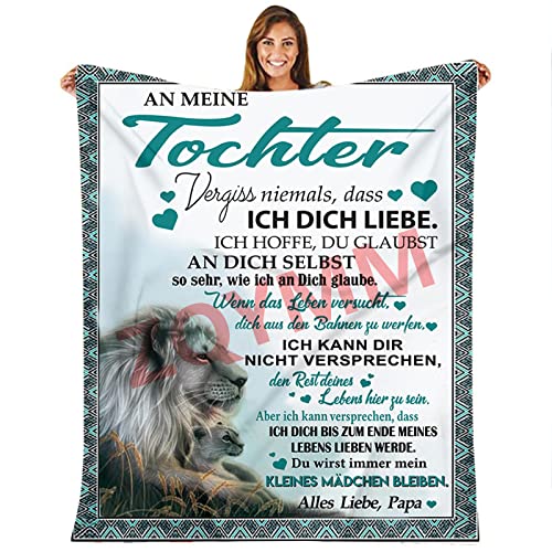 Kuscheldecke Personalisierte Decke An Meine Tochter,Papa zu Tochter Decke,Deutsche Flanell Briefdecke Positiv Ermutigen Wohndecke für Couch Bett Tv-Decken Geschenke,Papa zu TochterA,150x200CM von ZQYMM