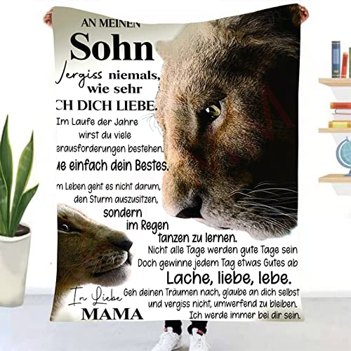 Kuscheldecke Personalisierte Decke An Meinen Sohn Von Mama,Mama für Sohn Nachricht Briefdecke,Super Weiche Decke Flanell Wohnzimmerdecke für Couch Bett Tv-Decken Geschenk,Mama zu Sohn F,150*200CM von ZQYMM