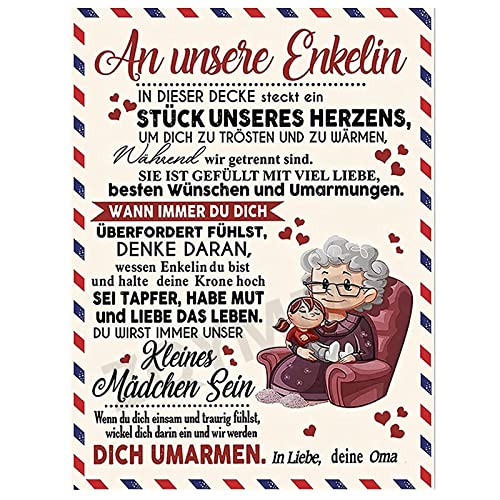 Kuscheldecke Personalisierte Decke An Unsere Enkelin von Oma,Oma für Enkeli Decke,Nachrich Briefdecke Positiv Ermutigen Wohndecke für Couch Tv-Decken Geschenk Geburtstag,An Meine Enkelin C,150*220CM von ZQYMM