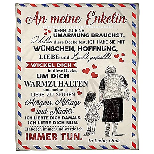 Kuscheldecke Personalisierte Decke An Unsere Enkelin von Oma,Oma für Enkeli Decke,Nachrich Briefdecke Positiv Ermutigen Wohndecke für Couch Tv-Decken Geschenk Geburtstag,An meinen Enkelin A,150*200CM von ZQYMM