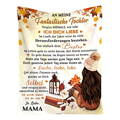 Kuscheldecke Personalisierte Decke Geschenk An Meine Tochter Von Mama,Mutter Zu Tochter Brief Decke,Super Weiche Decke Flanell für Tagesdecke Wohnzimmerdecke Tv-Decken,Mutter zu Tochter F,150*200CM von ZQYMM
