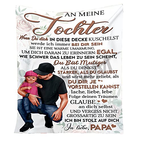 Kuscheldecke Personalisierte Decke Geschenk An menie Tochter Von Papa,Vater Zu Tochter Decke,Positiv Ermutigen Wohndecke Tagesdecke Für Couch Bett TV-Decke Geburtstag,Vater zu Tochter E,150*200CM von ZQYMM