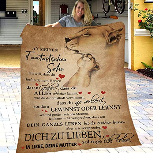 ZQYMM Personalisierte Decke Sohn Geschenke von Mama, Mutter Sohn Geschenke, Kuscheldecke Flauschige, Witziges Geburtstagsgeschenk für Meine Sohn, 18 Geburtstag Junge von ZQYMM