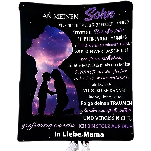 ZQYMM Personalisierte Decke Sohn Geschenke von Mama, Mutter Sohn Geschenke, Kuscheldecke Flauschige, Witziges Geburtstagsgeschenk für Meine Sohn, 18 Geburtstag Junge von ZQYMM