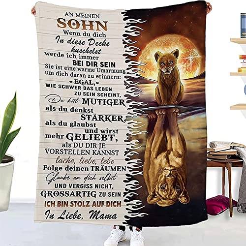 ZQYMM Personalisierte Decke Sohn Geschenke von Mama, Mutter Sohn Geschenke, Kuscheldecke Flauschige, Witziges Geburtstagsgeschenk für Meine Sohn, 18 Geburtstag Junge von ZQYMM