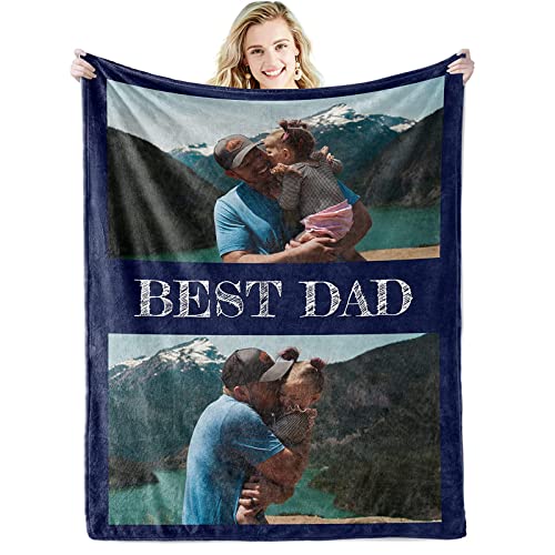 Personalisierte Geschenke für Papa Fotogeschenke mit eigenem Foto Personalisierte Decke mit Foto Papa Geschenk Geburtstag Decke Personalisierte Fotodecke Vatertagsgeschenk für Geburtstag Weihnachten von ZQYMM