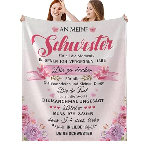 Schwester Geschenk Kuscheldecke Personalisierte Decke Mit Spruch Geschenke für Schwester Geburtstag Weihnachten Hochzeitstag Geschenke An Meine Schwestern Warm Wohndecke Flanell von ZQYMM