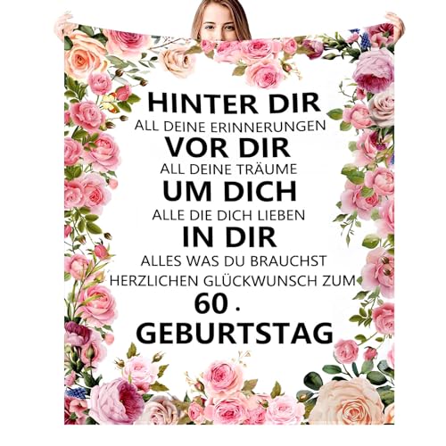 ZQYMM 60 Geburtstag Frau Geschenk Kuscheldecke Geschenke für Mama Oma Ehefrau Schwester Geschenk Geburtstagsgeschenk für Frauen Geschenke für Frauen zum Geburtstag Geburtstagsgeschenk Frau Freundin von ZQYMM