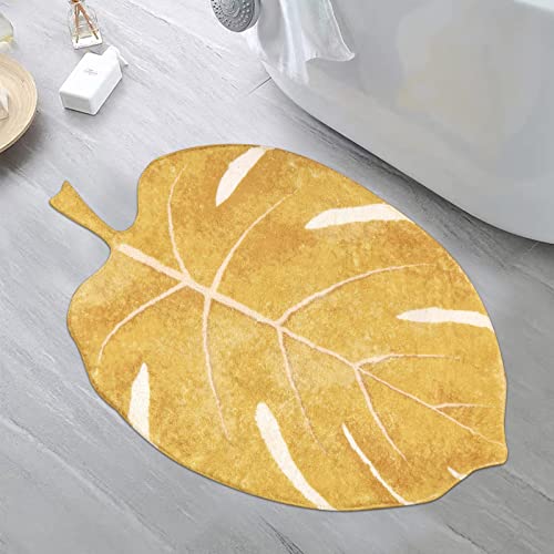 ZQYMM Blattförmiger Teppich Für Schlafzimmer, Blatt Kinderteppich Waschbarer Kinderzimmerteppich rutschfeste Spielzimmermatte Teppich Für Kinderzimmer Eingangsbereich Dekoration,Gelb,50 * 80cm von ZQYMM