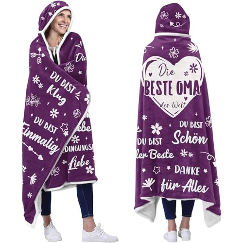 ZQYMM Geschenk für Oma, Sherpa Fleece Decke mit Ärmeln als Geschenke für Oma von Enkelin Enkel, Tragbare Decke Geburtstagsgeschenk für Oma, Weihnachten Geschenke zum Ostern von ZQYMM