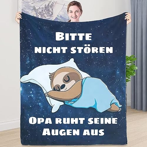 ZQYMM Geschenke für Opa, Lustige Faultier Decke Opa Geschenk, Opa Geschenk Geburtstag, Geburtstagsgeschenk Vatertagsgeschenk Vatertag für Opa, Flauschige Kuscheldecke Beste Großvater Geschenkidee von ZQYMM