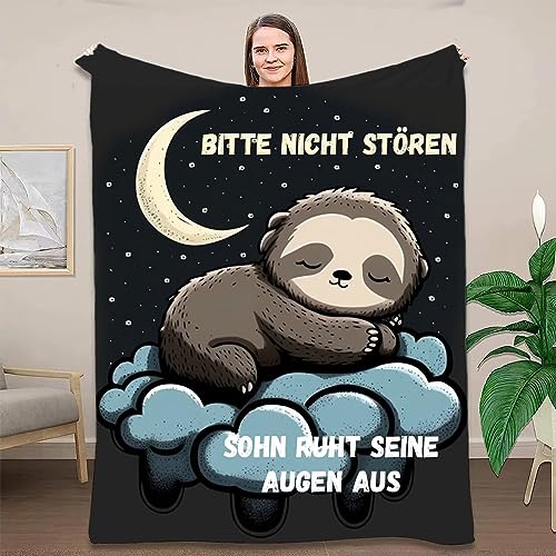 ZQYMM Geschenke für Sohn, Lustige Faultier Decke Sohn Geschenk, Sohn Geschenk Geburtstag, Geburtstagsgeschenk Sohn, Flauschige Kuscheldecke Beste Sohn Geschenkidee von ZQYMM