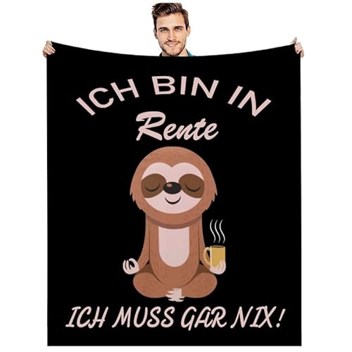 ZQYMM Ich Bin in Rente Geschenk, Personalisierte Ruhestandsgeschenk Decke, Ruhestand Rentner Abschied Geschenke Abschiedsgeschenk Faultier Kuscheldecke für Männer Frauen Kollege Freund von ZQYMM