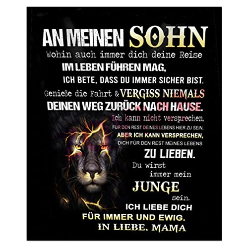 ZQYMM Kuscheldecke Personalisierte Decke An Meine Sohn,Mama zu Sohn Decke,Deutsche Flanell Briefdecke Positiv Ermutigen Wohndecke für Couch Bett Tv-Decken Geschenke,Mama zu SohnA,150x220CM von ZQYMM