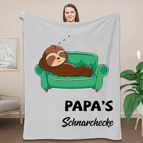 ZQYMM Personalisierte Decke Geschenk für Papa- Vatertagsgeschenke für Papa, Geschenk Geburtstag Geschenkideen für Papa-Faultier Flauschig Kuscheldecke,Bester Papa Geschenke von ZQYMM